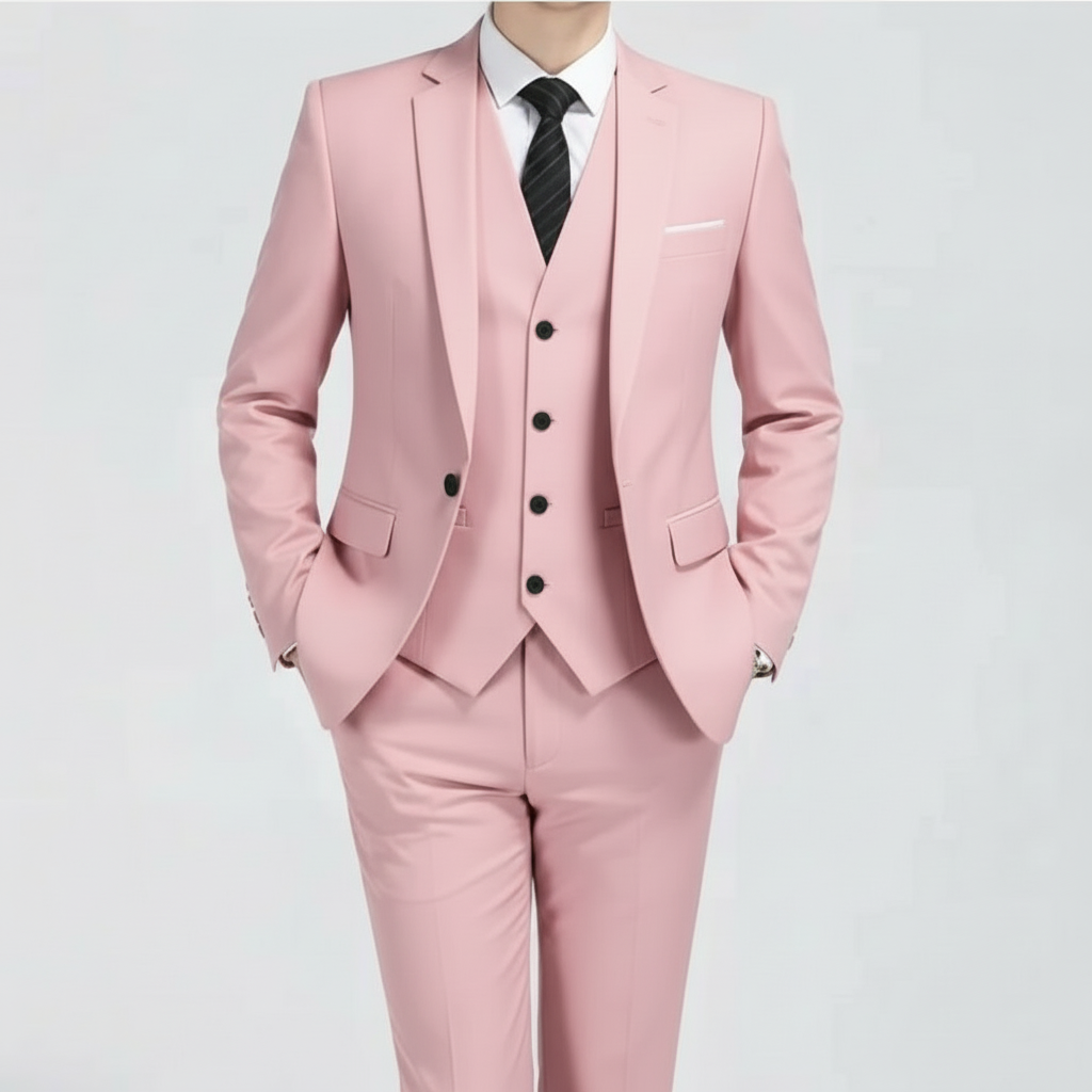 Costume trois pièces veste un bouton gilet pantalon homme – Bourré