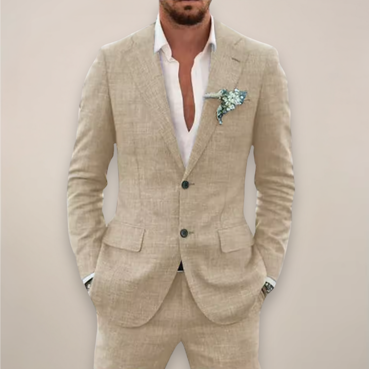 Costume d'été deux pièces veste droite au chic discret homme – Châteauneuf