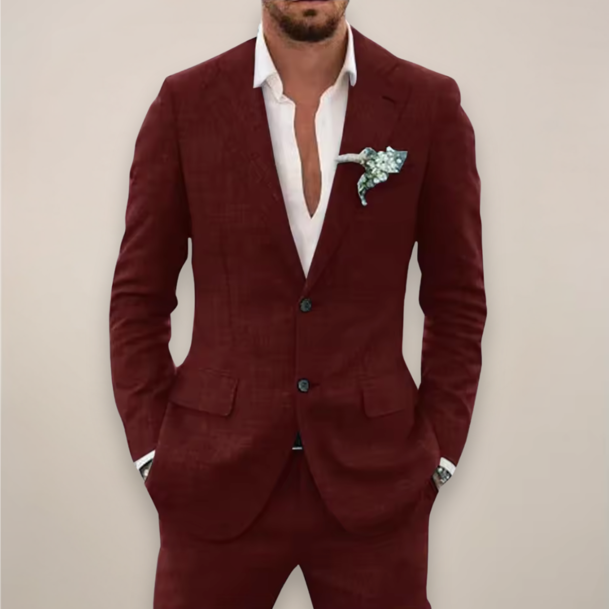 Costume d'été deux pièces veste droite au chic discret homme – Châteauneuf