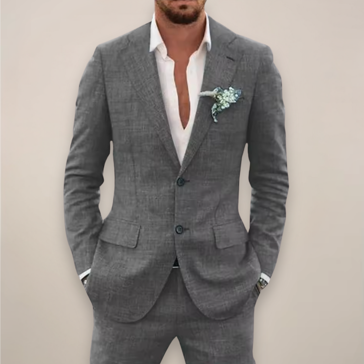 Costume d'été deux pièces veste droite au chic discret homme – Châteauneuf
