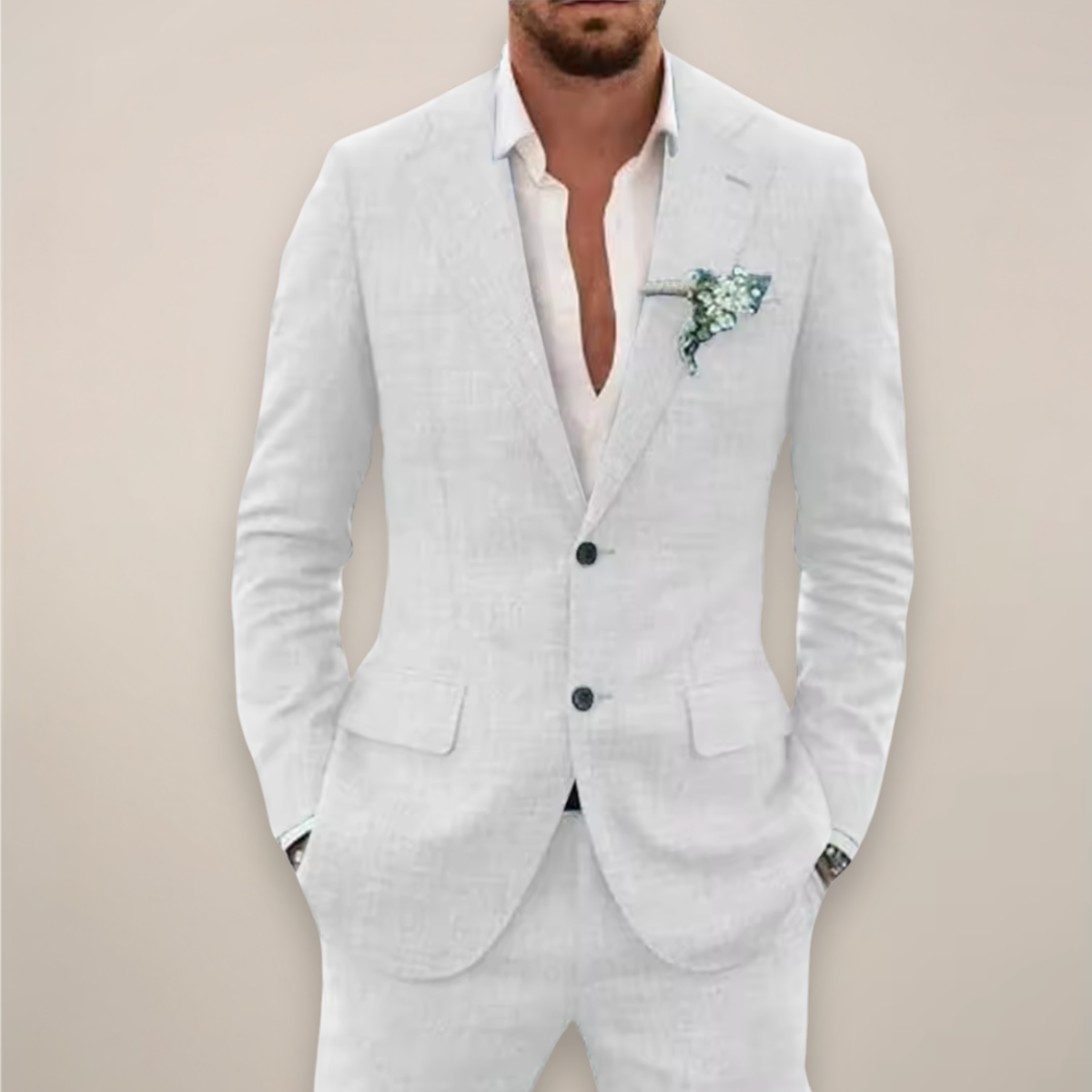 Costume d'été deux pièces veste droite au chic discret homme – Châteauneuf