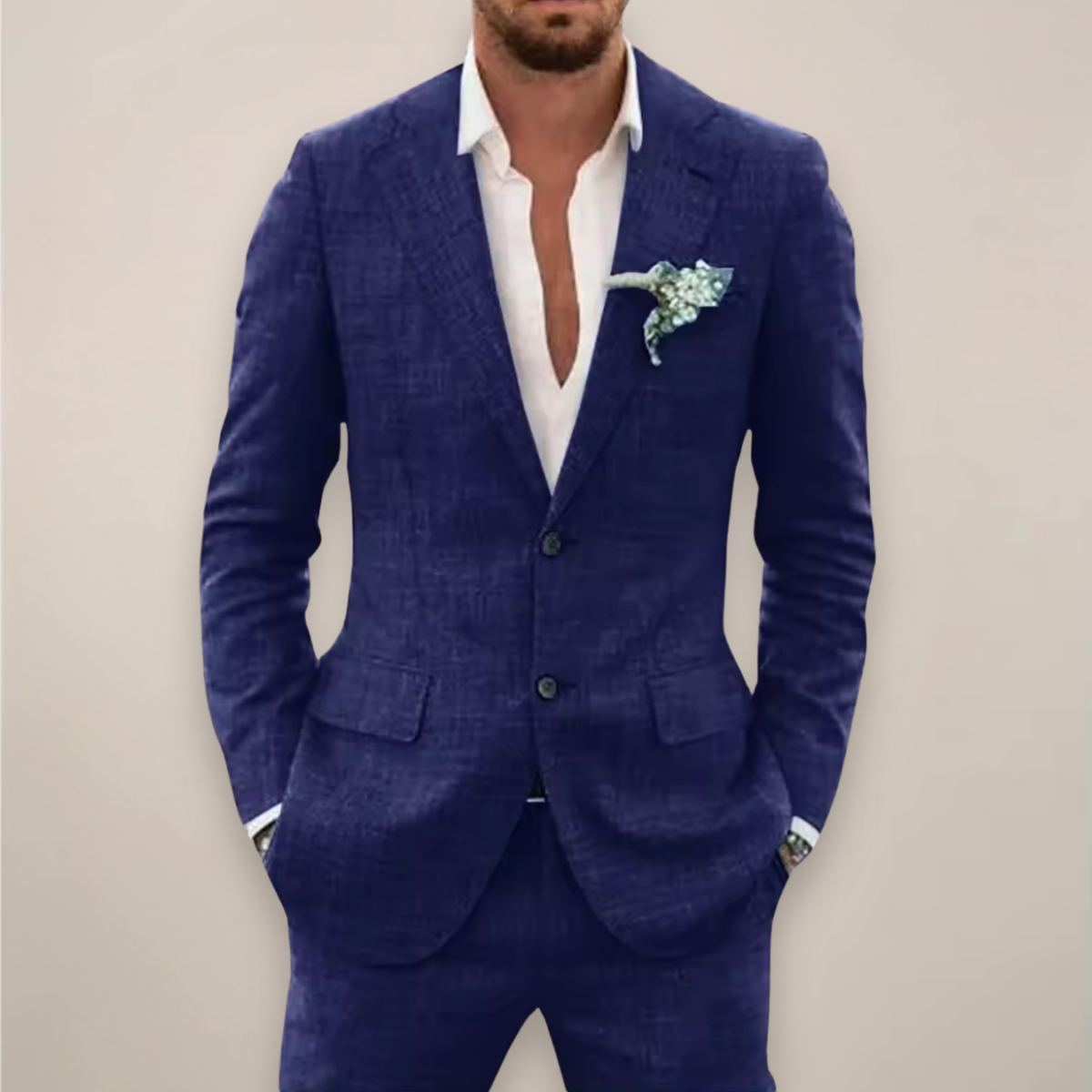 Costume d'été deux pièces veste droite au chic discret homme – Châteauneuf