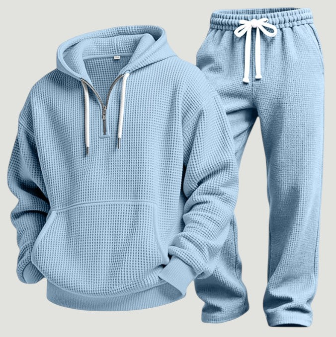 Ensemble hoodie demi-zip et jogger en maille gaufrée homme – Libourne
