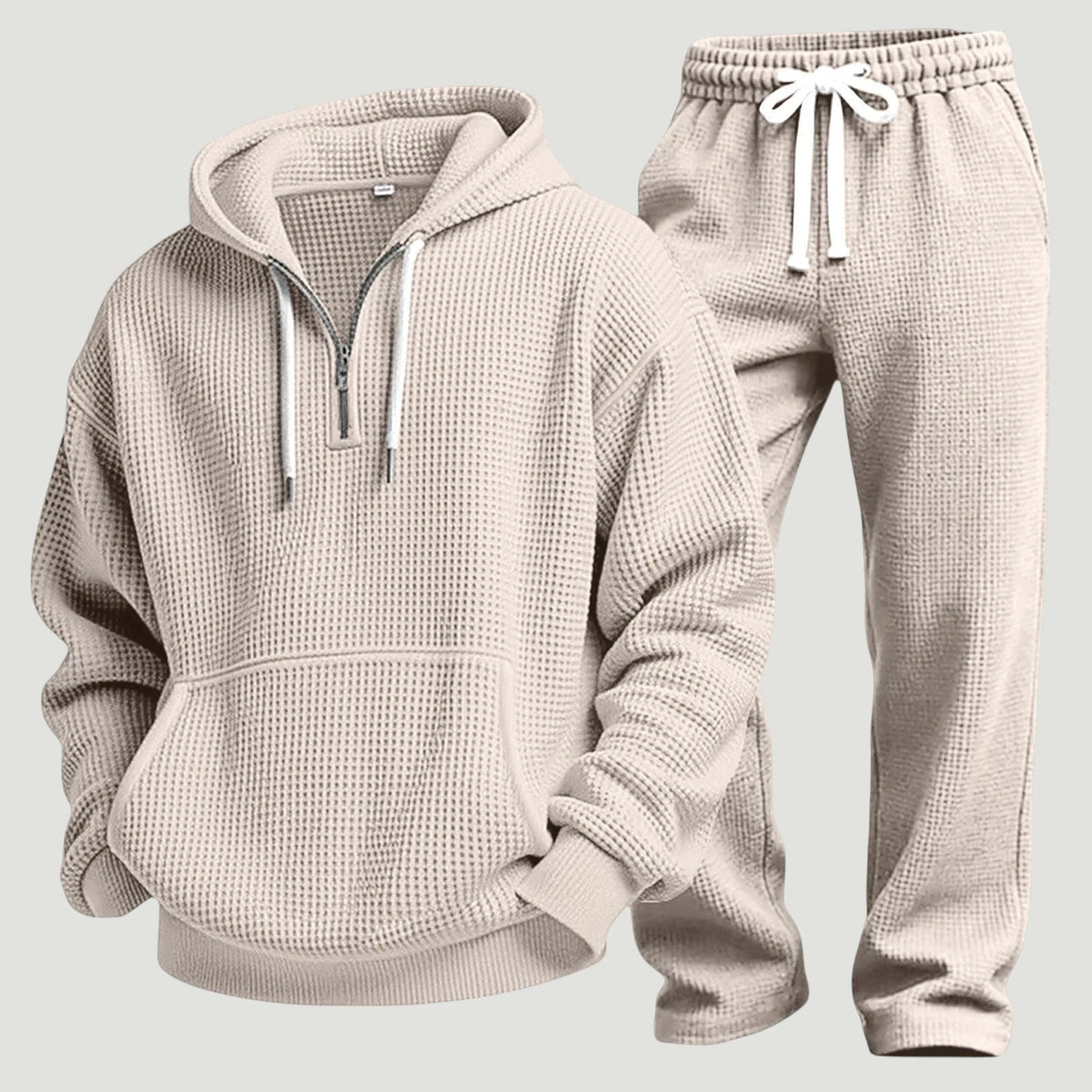 Ensemble hoodie demi-zip et jogger en maille gaufrée homme – Libourne