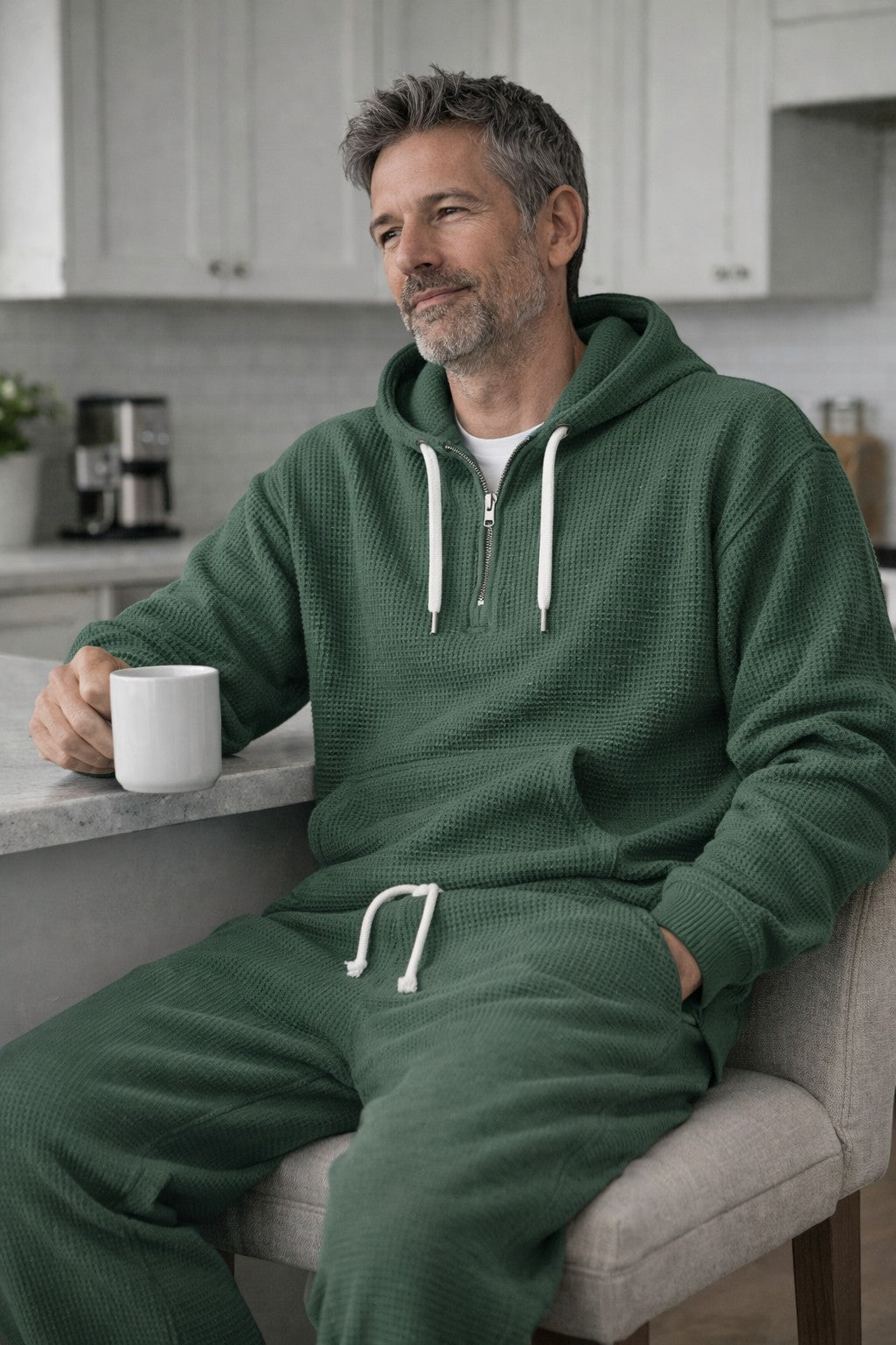 Ensemble hoodie demi-zip et jogger en maille gaufrée homme – Libourne