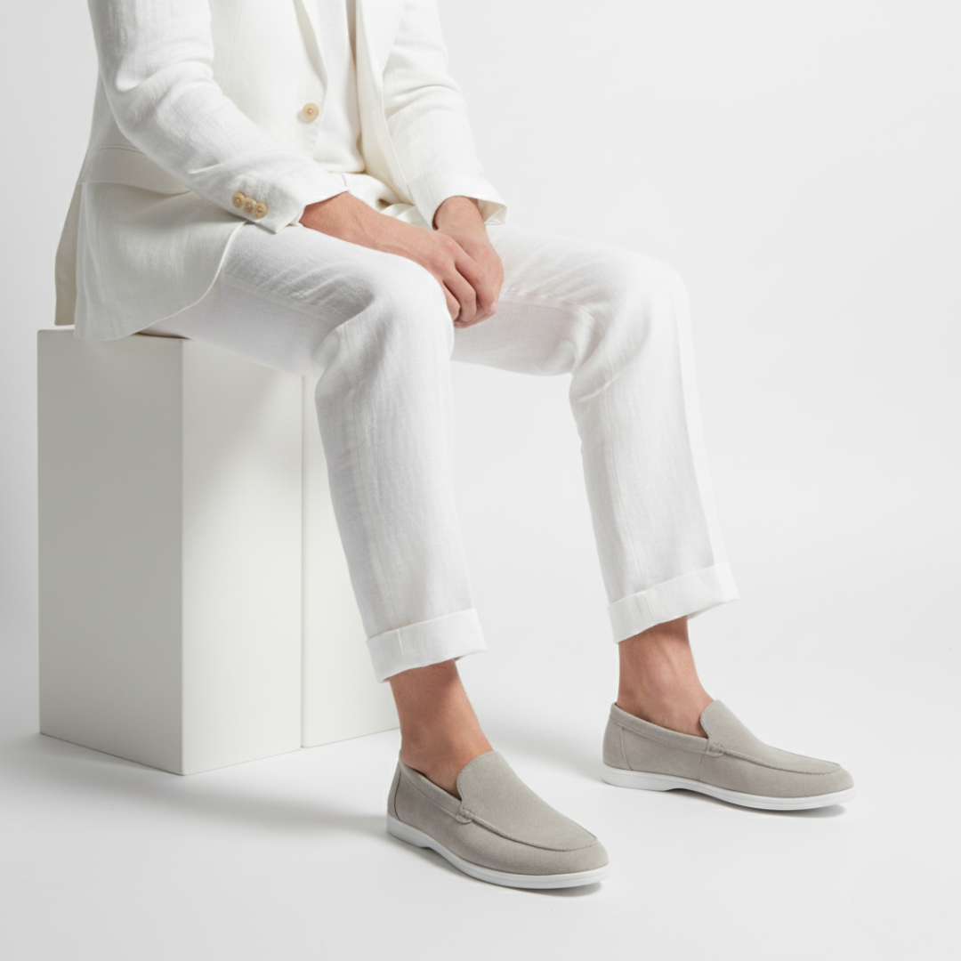 Mocassins à couture apparente silhouette basse au style intemporel homme – Gris