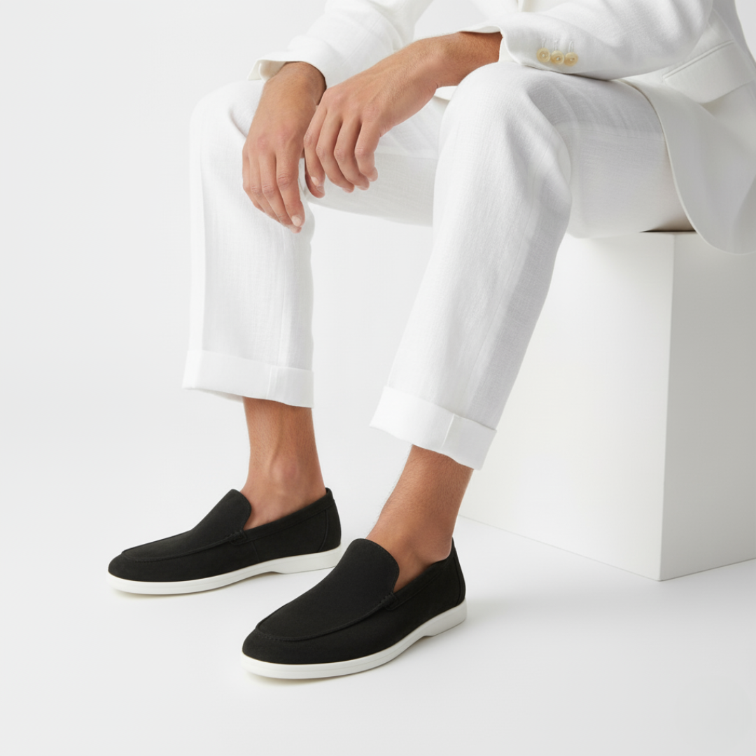 Mocassins à couture apparente silhouette basse au style intemporel homme – Noir