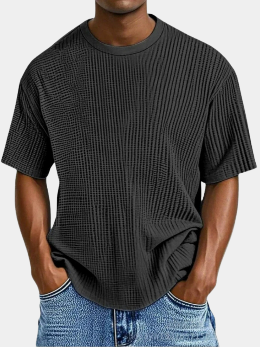 T-shirt col rond maille gaufrée