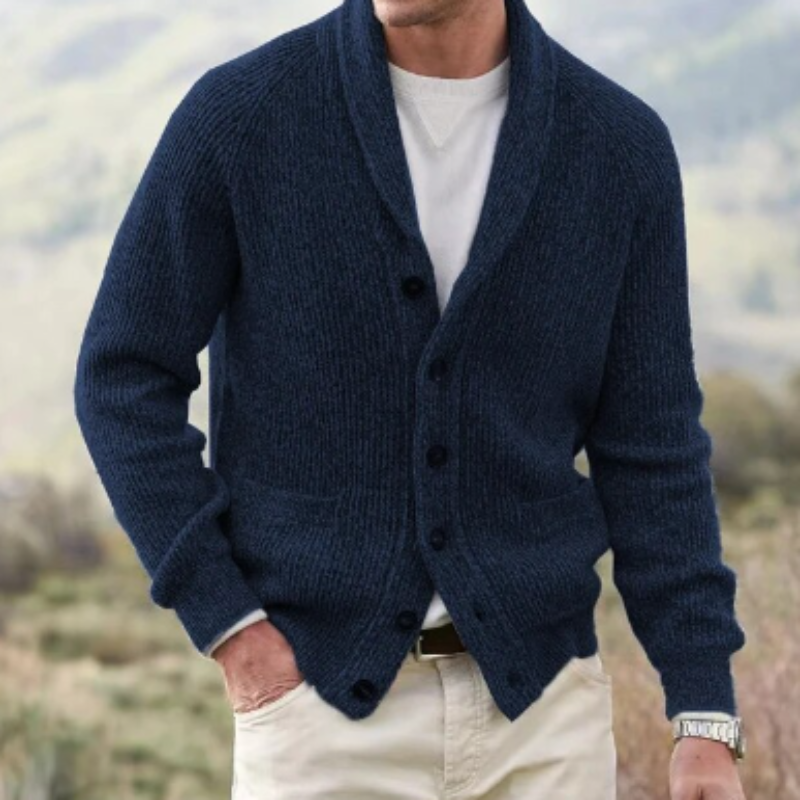 Cardigan en laine col V boutonné maille chaude homme – Savigny