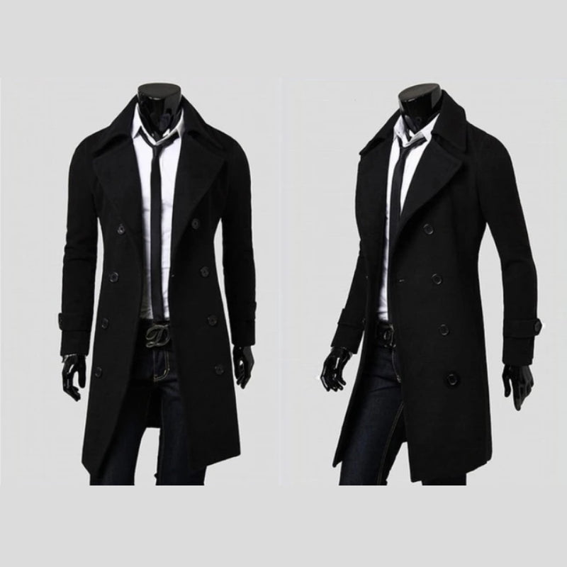Manteau en laine à double boutonnage coupe élégante redéfinit l'assurance homme – Ruffec