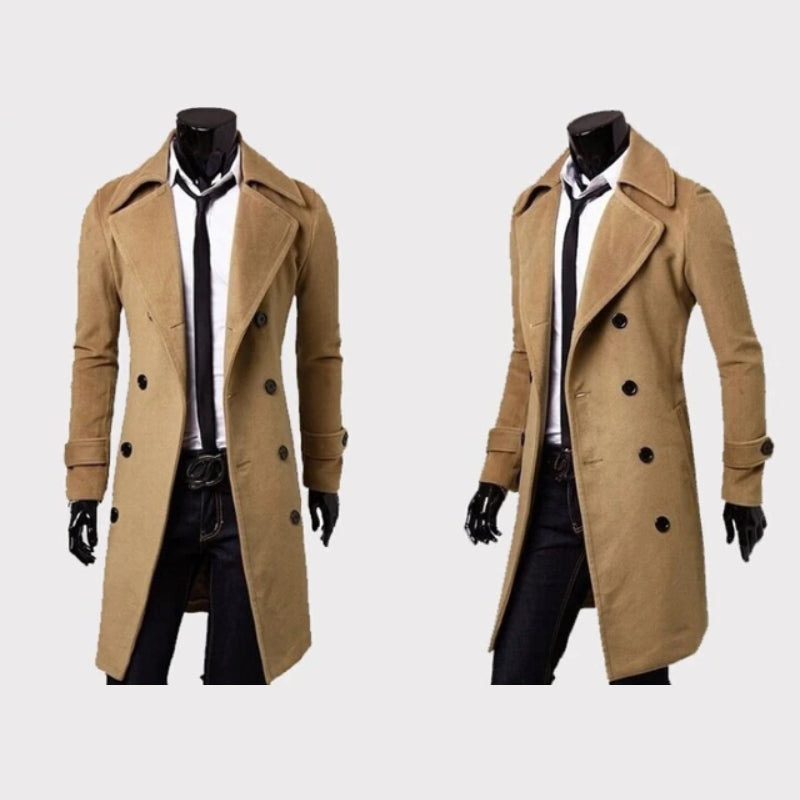 Manteau en laine à double boutonnage coupe élégante redéfinit l'assurance homme – Ruffec