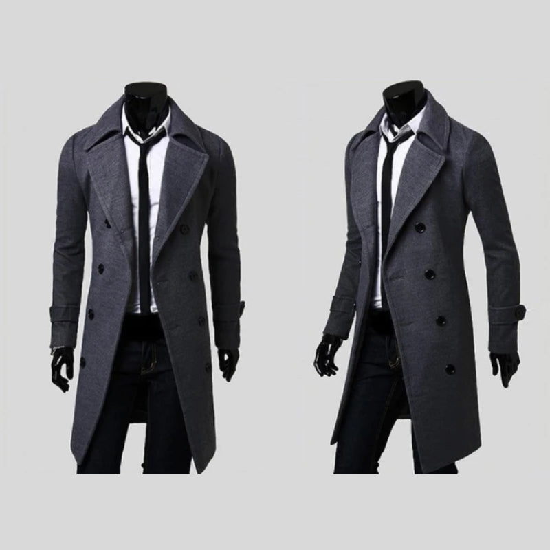 Manteau en laine à double boutonnage coupe élégante redéfinit l'assurance homme – Ruffec