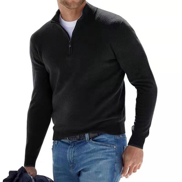 Pull demi-zip col camionneur maille chaude allure sobre homme – Vergisson