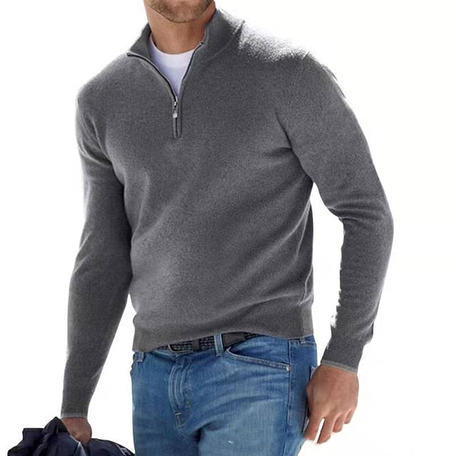 Pull demi-zip col camionneur maille chaude allure sobre homme – Vergisson
