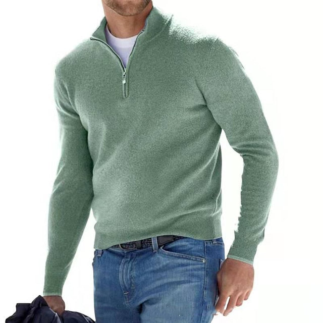 Pull demi-zip col camionneur maille chaude allure sobre homme – Vergisson
