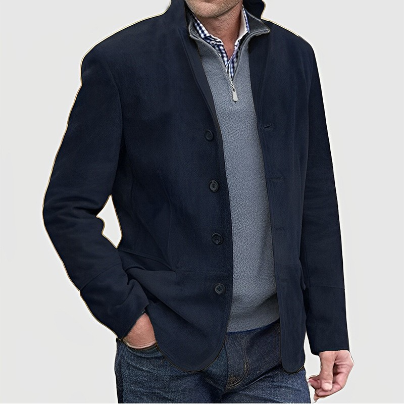 Veste aspect daim col officier