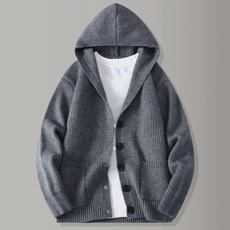 Cardigan à capuche en maille côtelée