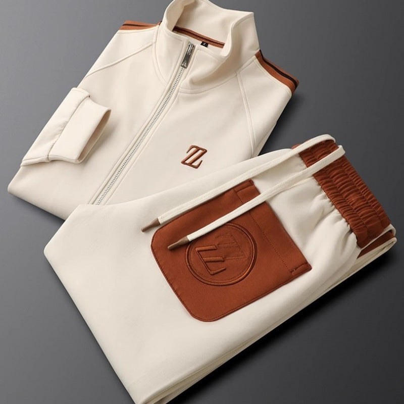 Ensemble de sport veste zippée rayures et pantalon fuselé homme – Lussault