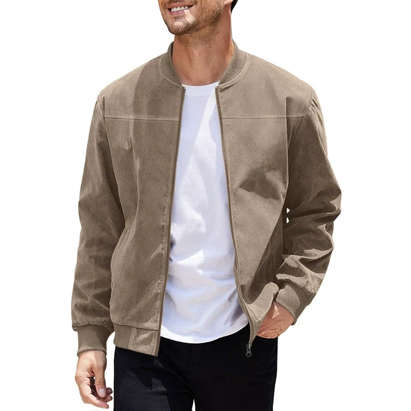 Veste aspect daim à silhouette épurée