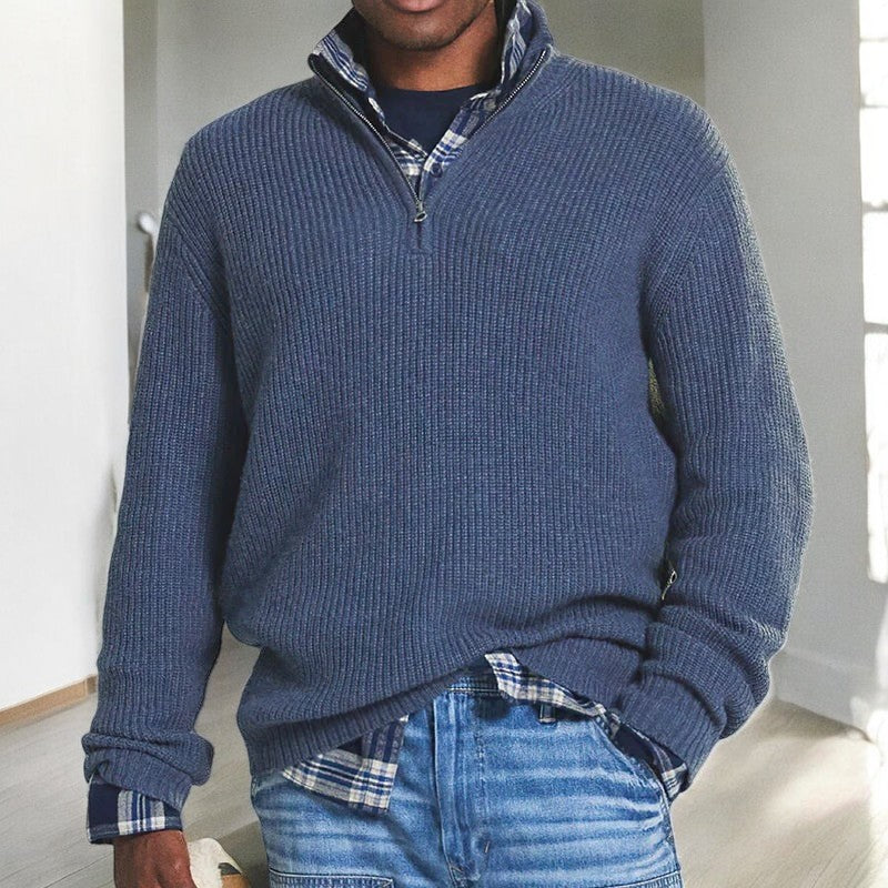 Pull demi-zip uni coupe régulière