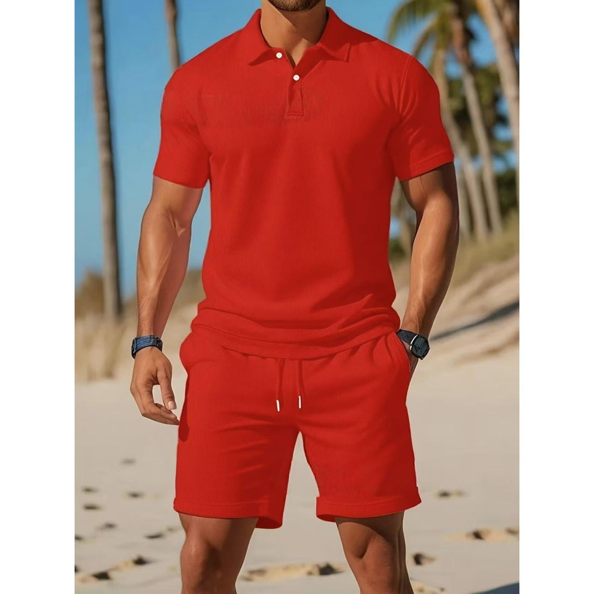 Ensemble polo et short taille cordon à la finition soignée homme – Venasque