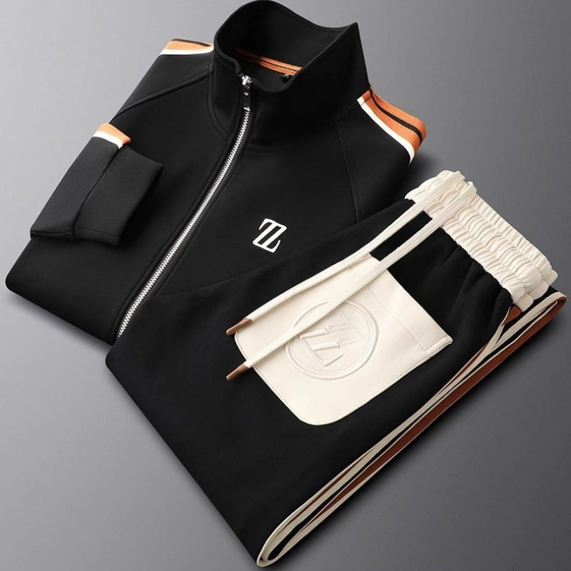 Ensemble de sport veste zippée rayures et pantalon fuselé homme – Lussault