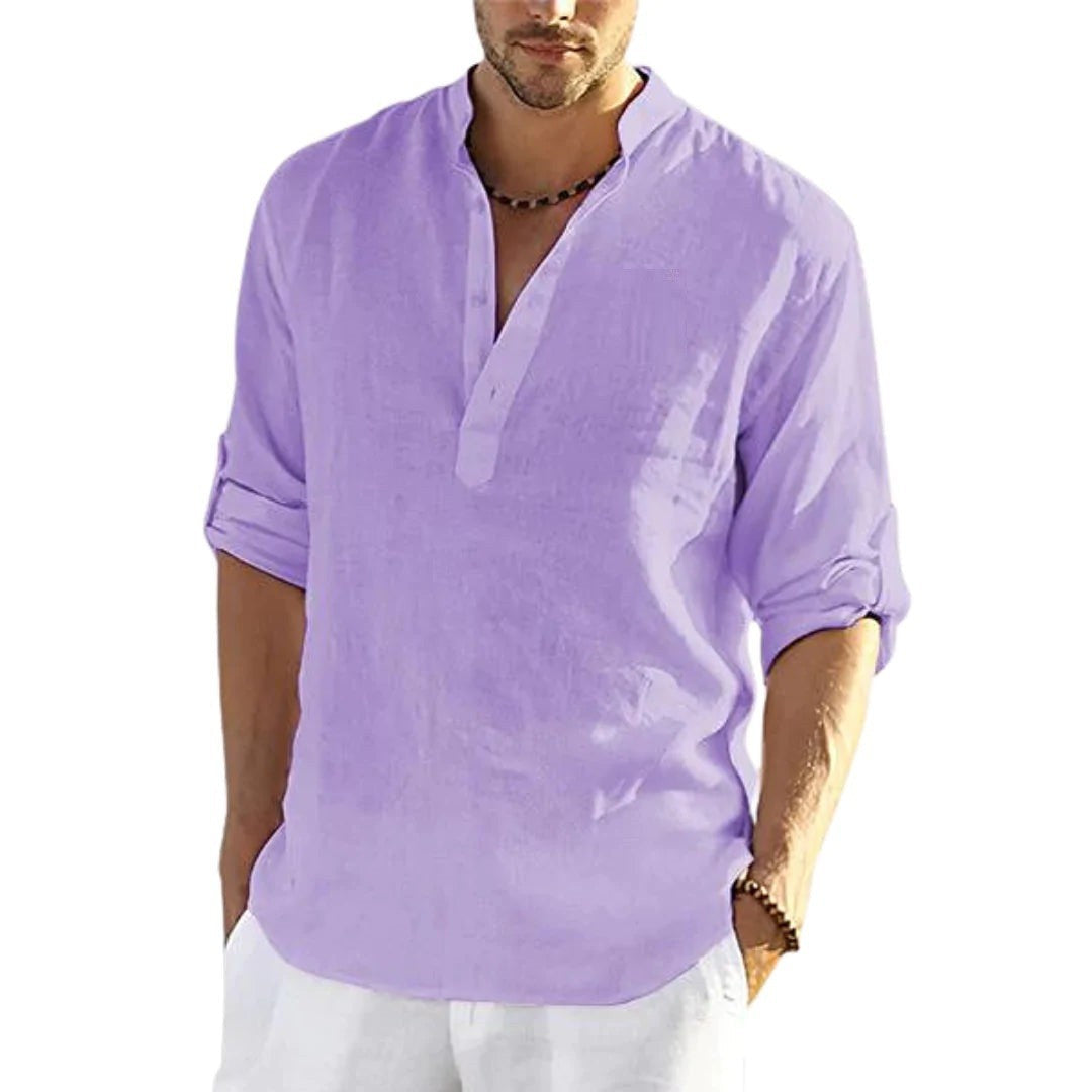 Chemise aspect lin manches longues