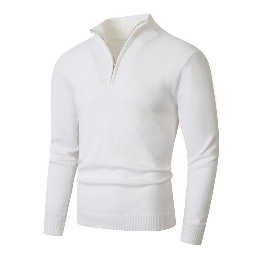 Pull col montant demi-zip uni