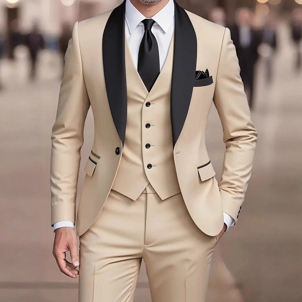 Ensemble chemise, gilet col châle et pantalon