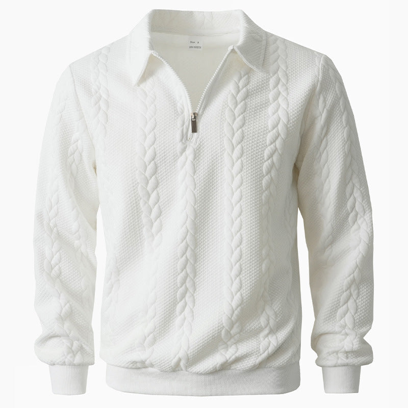 Polo en maille texturée à col zippé