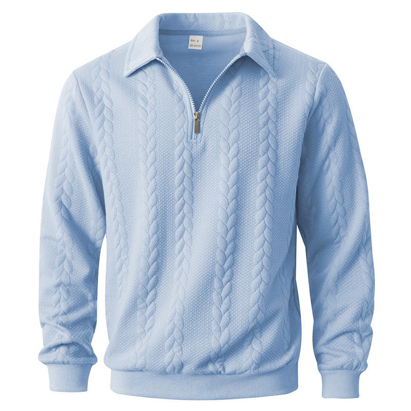 Polo en maille texturée à col zippé