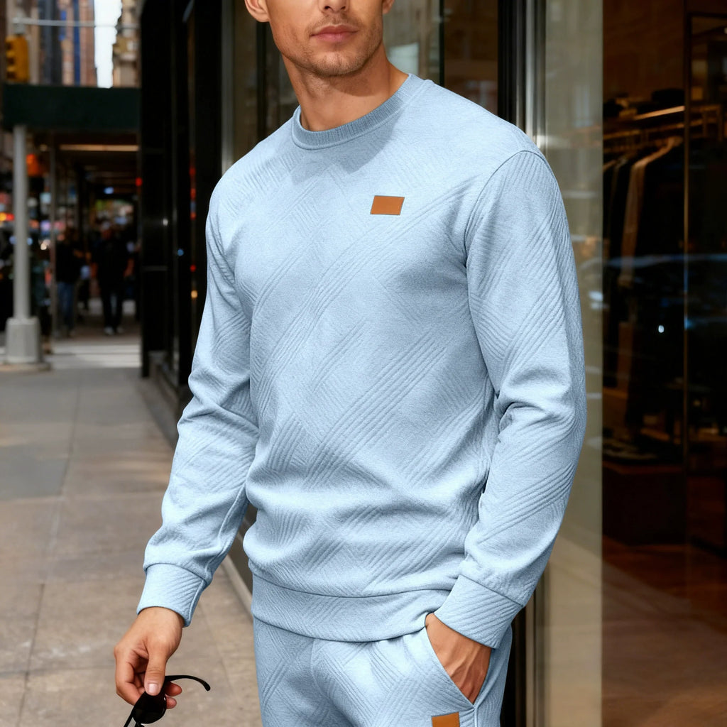 Pull col rond maille motif géométrique