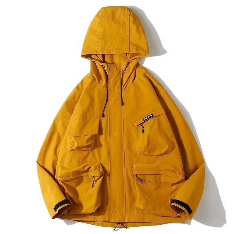 Veste à capuche utilitaire jaune ocre