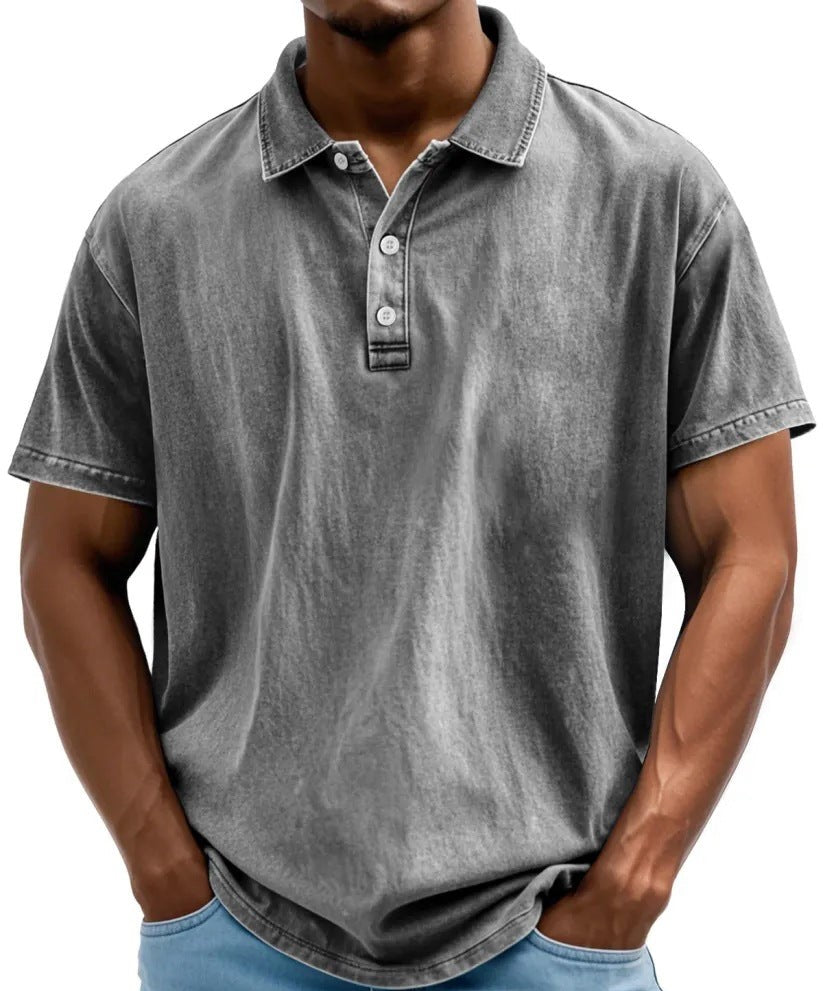 Polo délavé effet vintage col boutonné