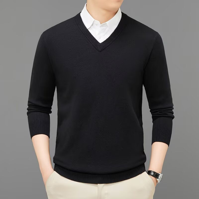 Pull col V en maille texturée