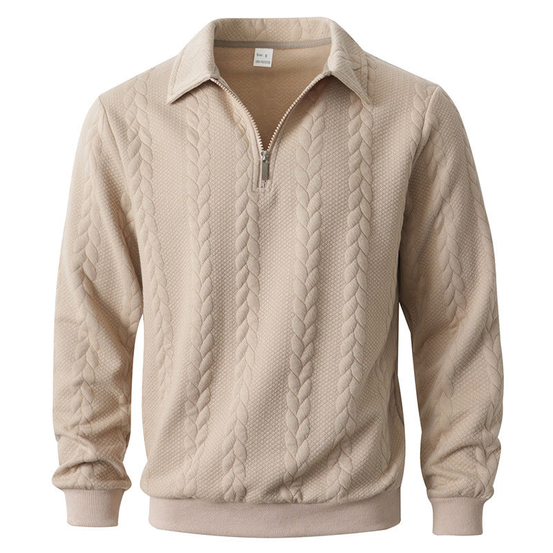 Polo en maille texturée à col zippé