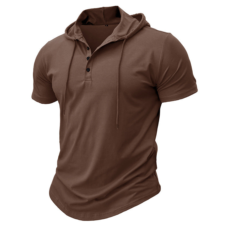 Chemise manches courtes à capuche boutonnée
