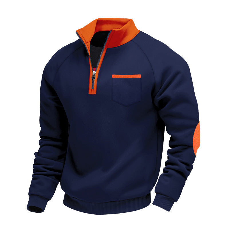 Pull demi-zip col montant bordeaux