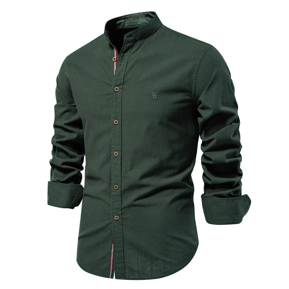 Chemise unie à col mandarin