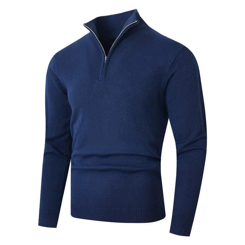 Pull col montant demi-zip uni