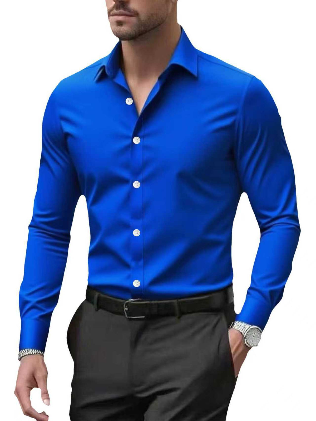Chemise unie à manches longues