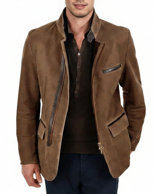 Veste de terrain aspect daim marron