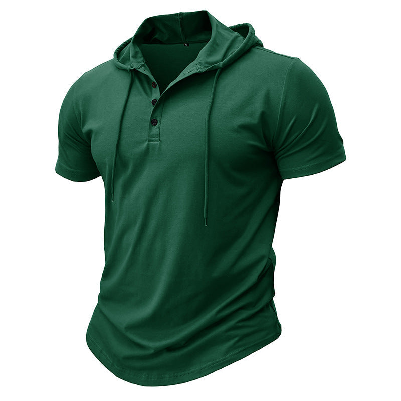 Chemise manches courtes à capuche boutonnée