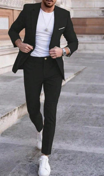 Ensemble d'été léger veste et pantalon de costume sur mesure homme – Noir