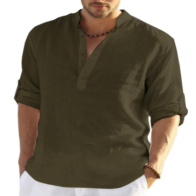 Chemise aspect lin manches longues