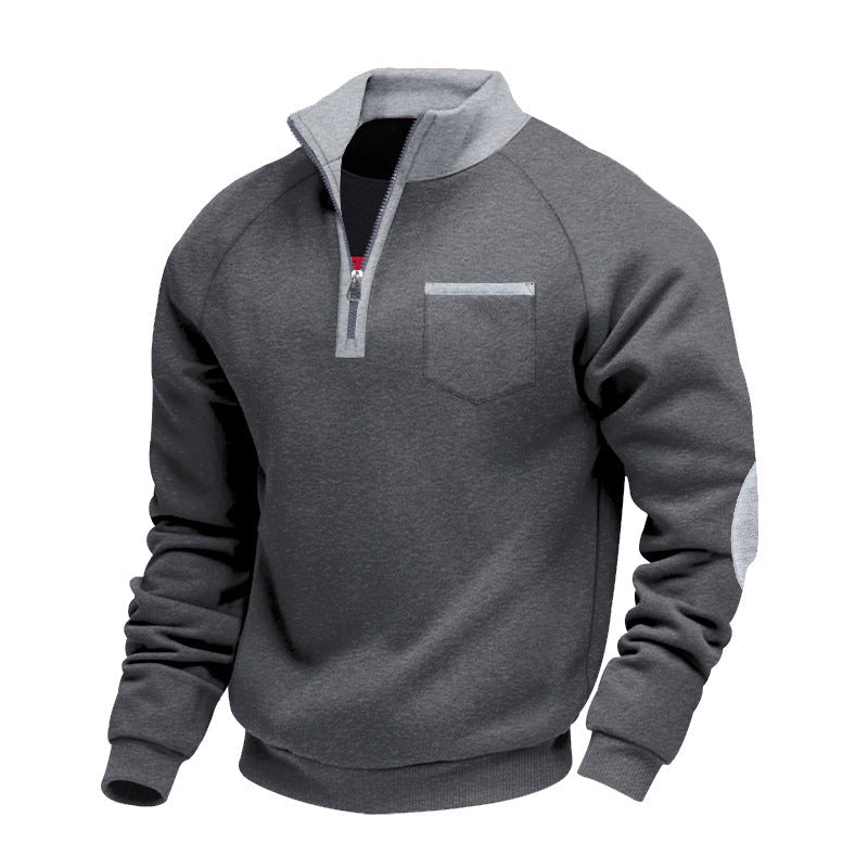 Pull demi-zip col montant bordeaux