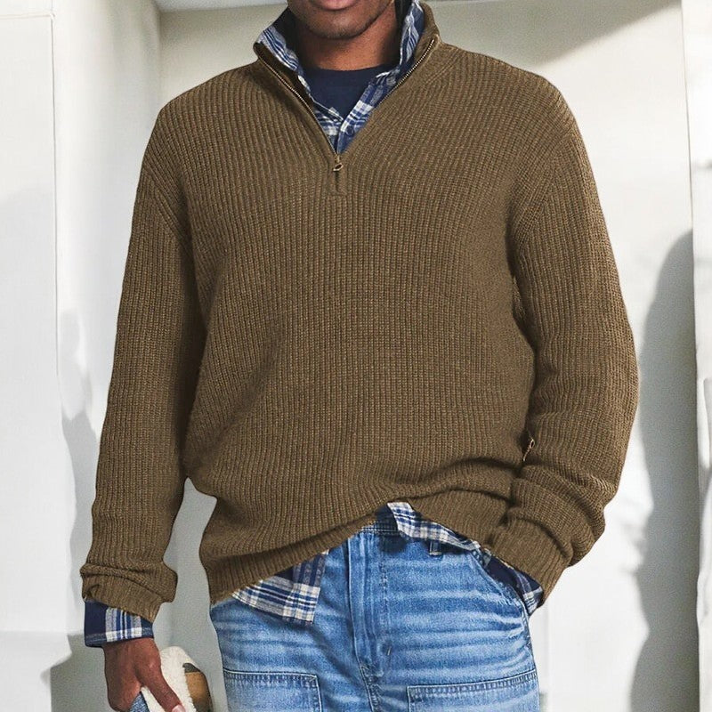 Pull demi-zip uni coupe régulière
