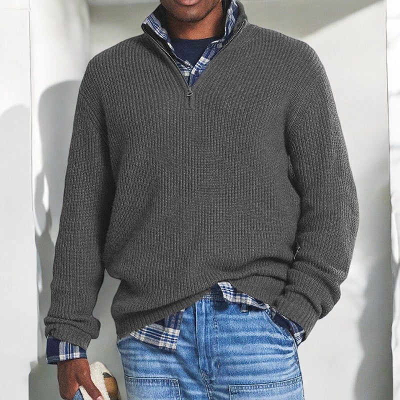Pull demi-zip uni coupe régulière