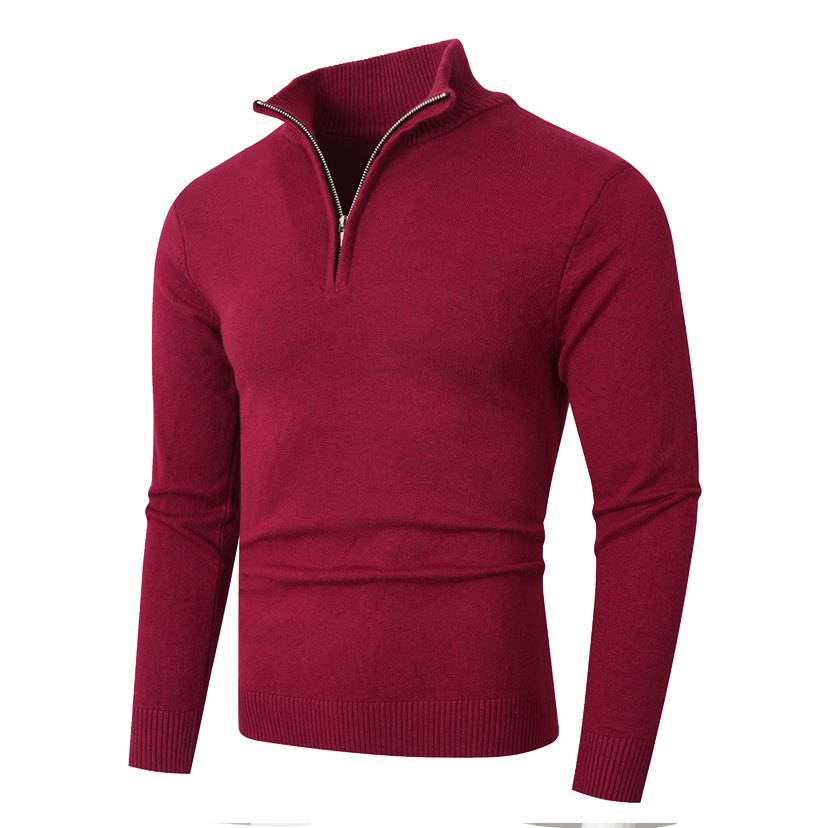 Pull col montant demi-zip uni