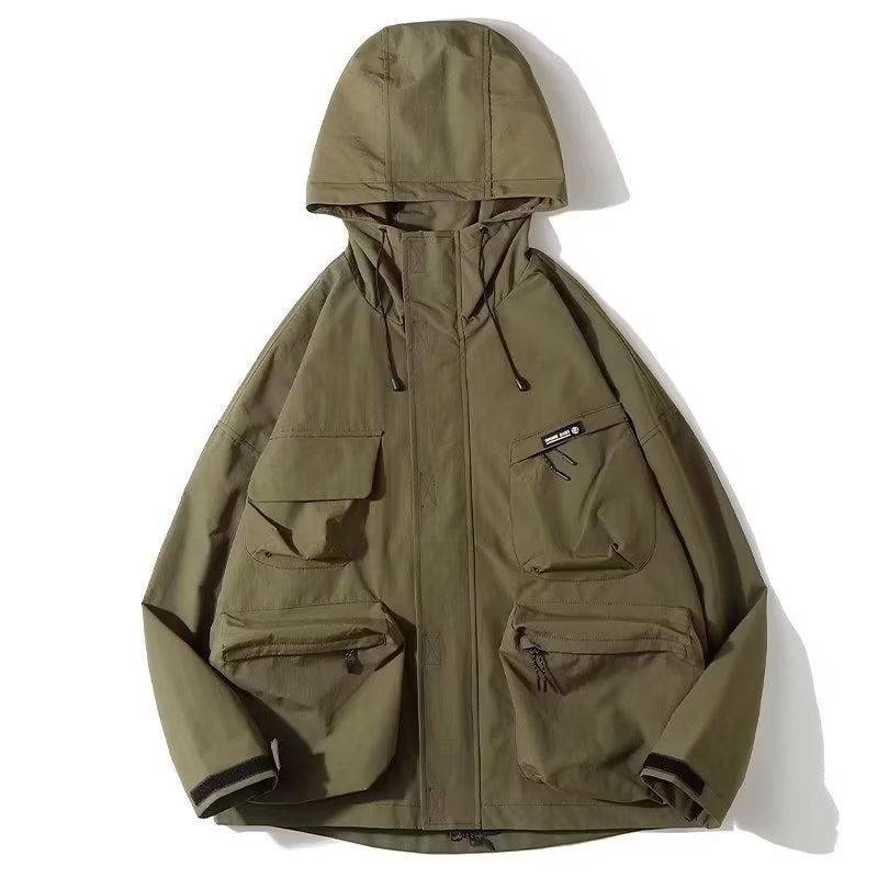 Veste à capuche utilitaire jaune ocre